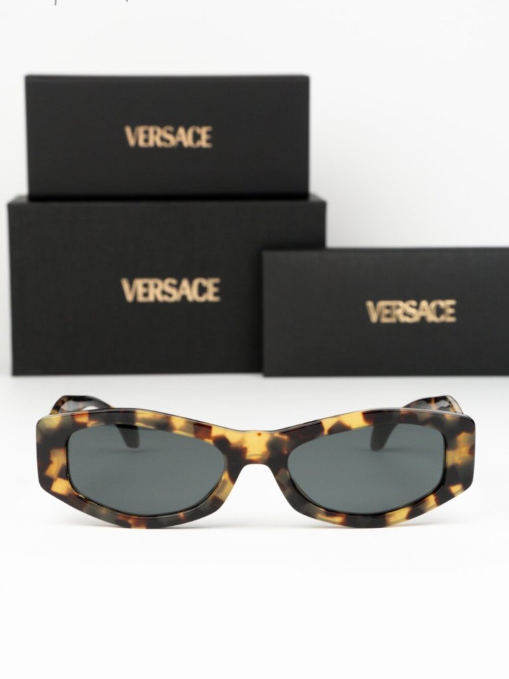 Versace Men Sunglasses Brown Yellow Havana Grey Oval VE4487 777/87 BRAND NEW